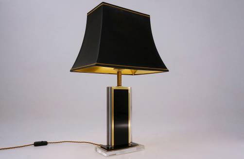 Romeo Rega Lucite & brass table lamp, 1970`s ca, Italian
